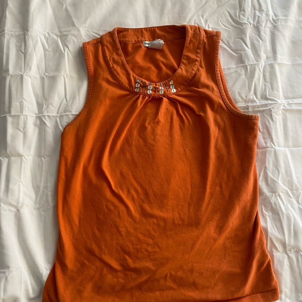 Women's Rebecca Malone Orange Embellished Tank Top